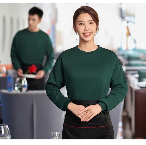 餐飲服務員秋冬工服新選擇 長袖純棉衛衣定制的實用與溫度